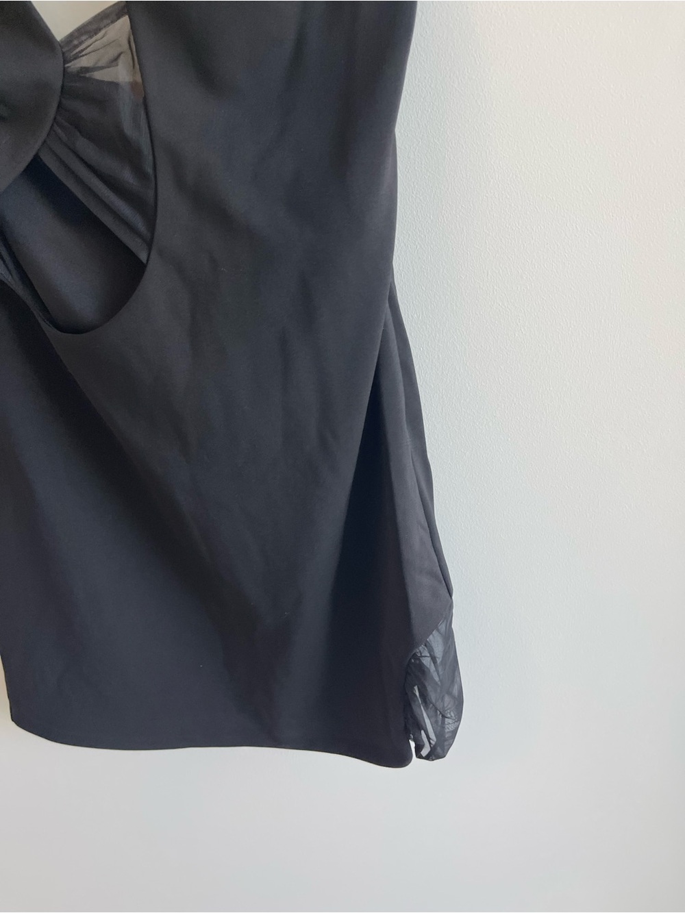 Meshki Aubree Crepe and Mesh Black Cutout Halter Mini Dress - Picture 4 of 8